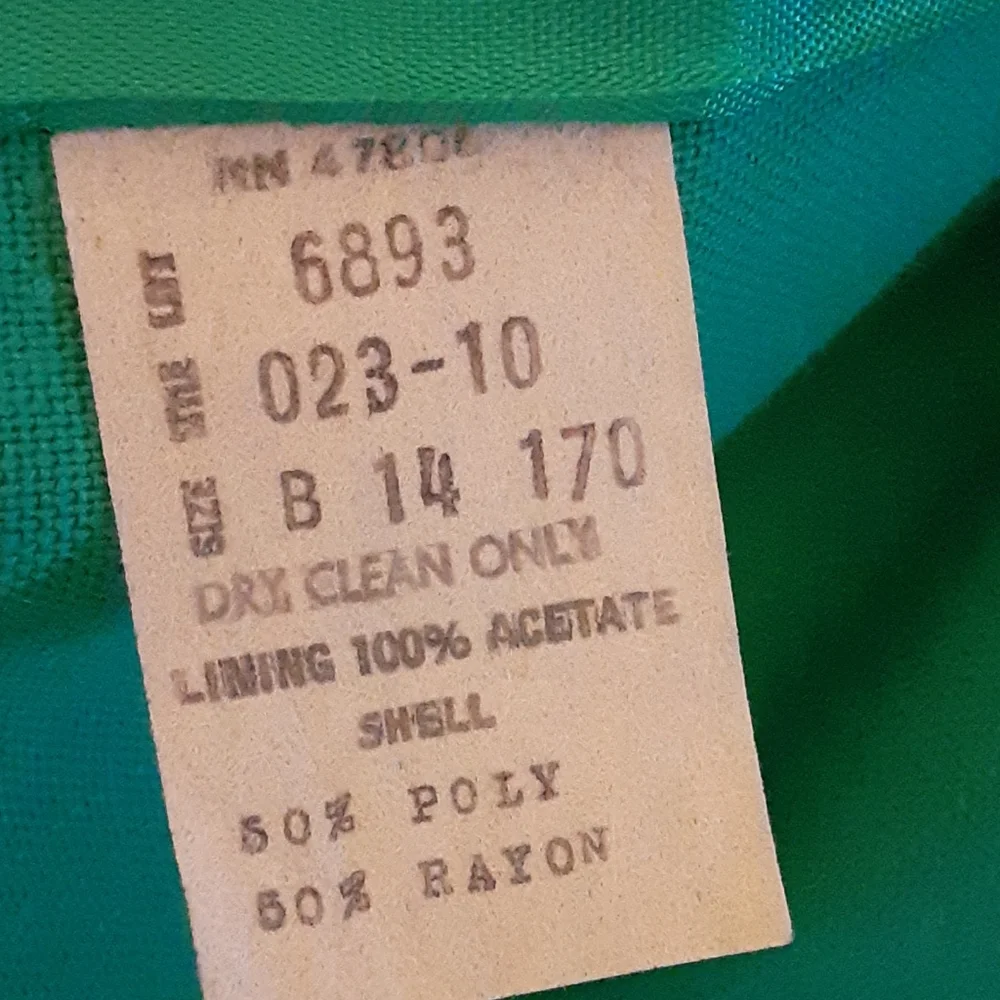 Oleg Cassini jade green double breasted suit pencil skirt lined size 14 …EUC